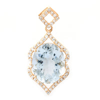 3.07 Ct Oval Mixed Cut Natural Aquamarine 14K Gold Pendant