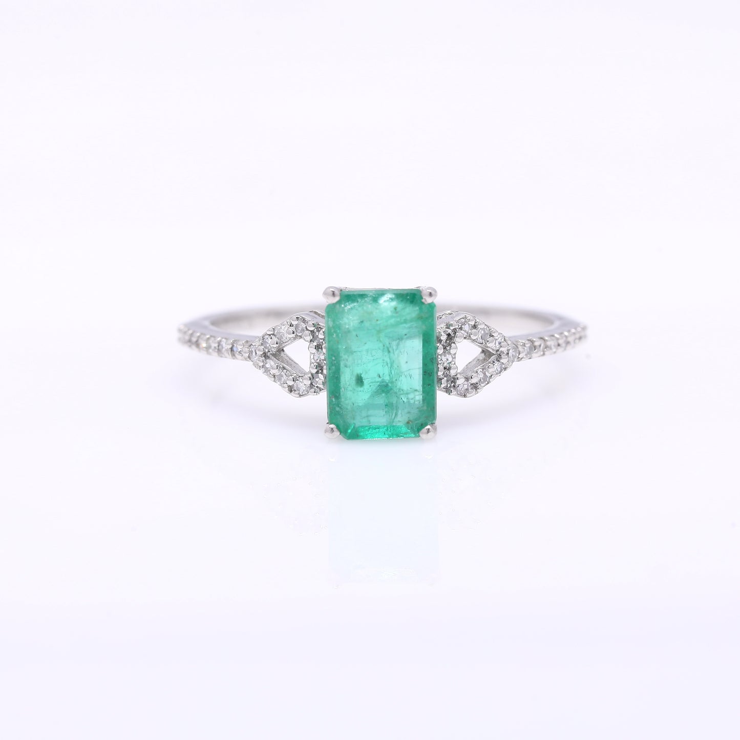 1.23 Ct Octagon Step Cut Natural Emerald 950 Platinum Ring