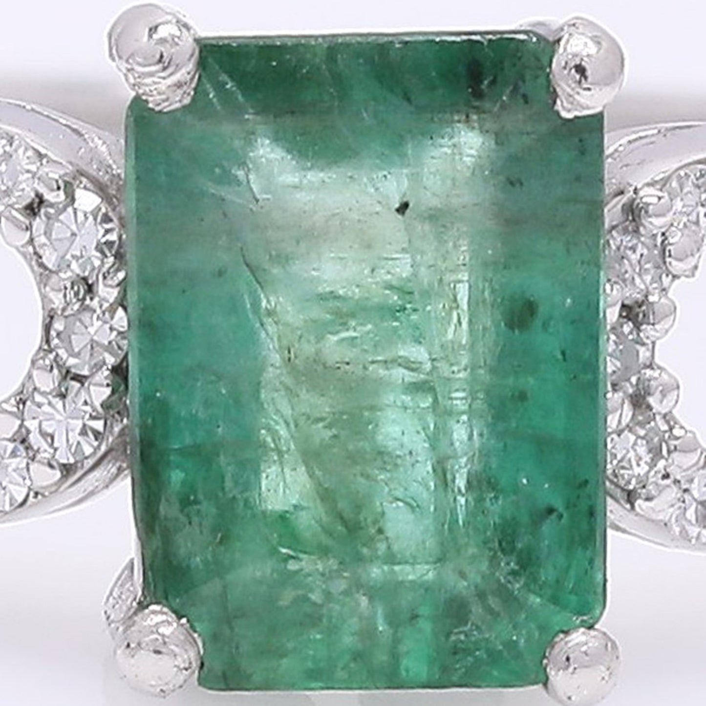 1.06 Ct Octagon Step Cut Natural Emerald 950 Platinum Ring
