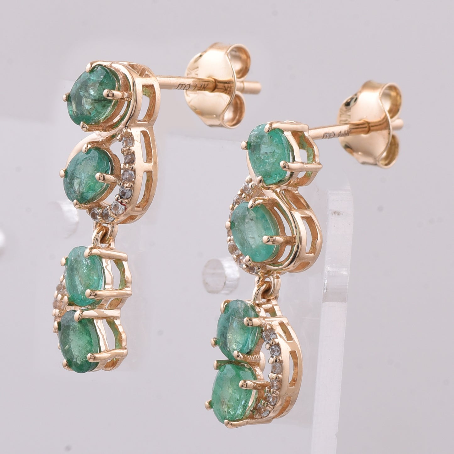 1.32 Ct Oval Natural Emerald 14K Gold Earrings