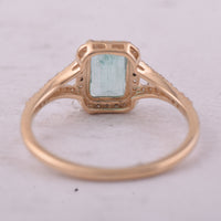 1.03 Ct Octagon Step Cut Natural Emerald 14K Gold Ring