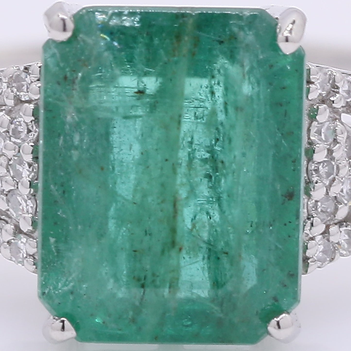 2.71 Ct Octagon Step Cut Natural Emerald 950 Platinum Ring