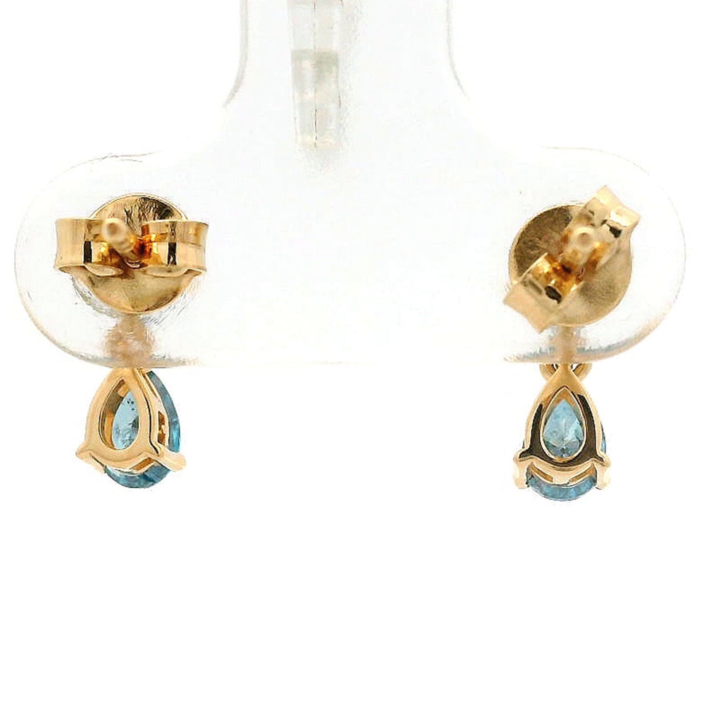 0.69 Ct Square Blue Diamond 14K Gold Earrings