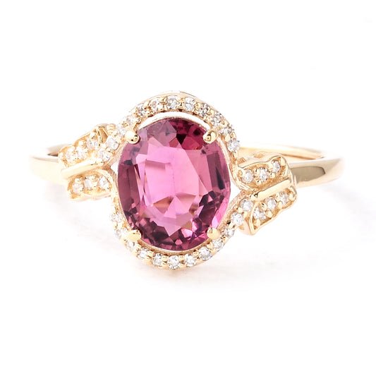 1.64 Ct Oval Mixed Cut Natural Tourmaline 14K Gold Ring