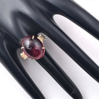 16.77 Ct Oval Cabochon Cut Natural Pink Tourmaline 14K Gold Ring