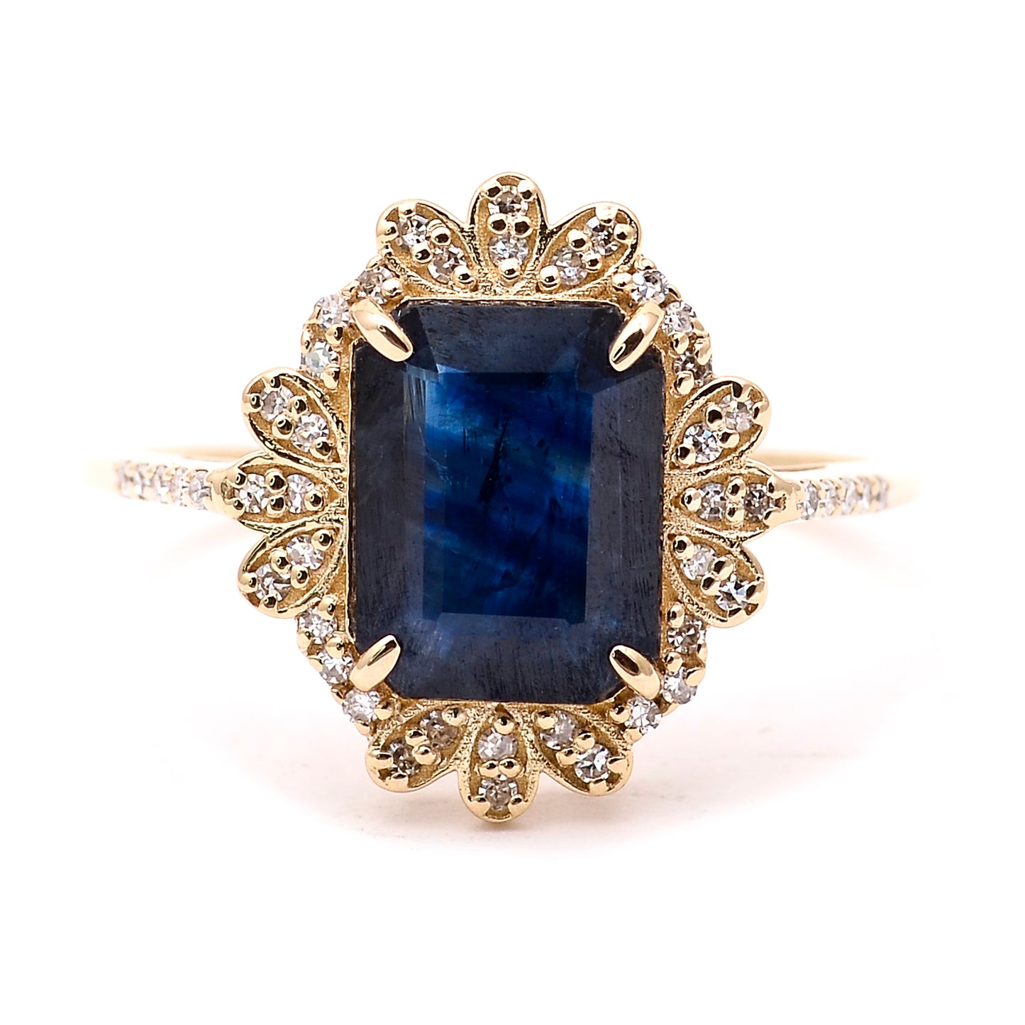 2.22 Ct Octagon Natural Sapphire 14K Gold Ring
