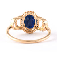2.21 Ct Oval Mixed Cut Natural Sapphire 14K Gold Ring