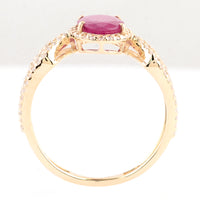 1.70 Ct Oval Mixed Cut Natural Corundum Ruby 14K Gold Ring