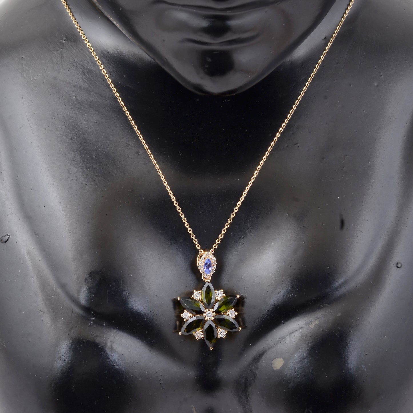 2.42 Ct Marquise Multi Tourmaline 14K Gold Pendant