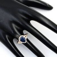2.50 Ct Pear Mixed Cut Natural Corundum Sapphire 14K Gold Ring