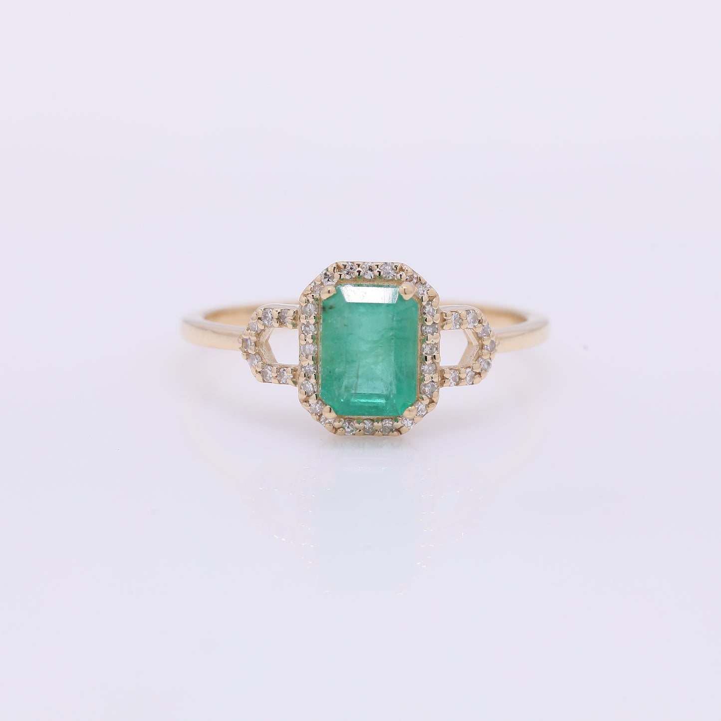 1.23 Ct Octagon Step Cut Natural Emerald 14K Gold Ring