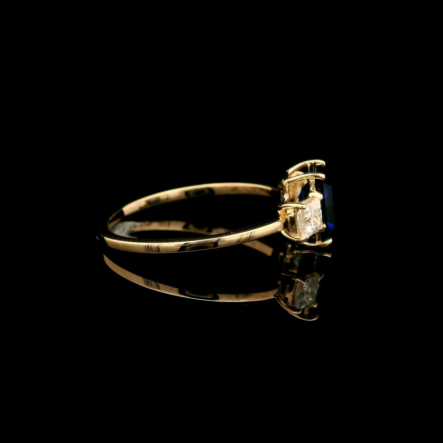 1.67 Ct Emerald Cut Lab Grown Sapphire 14K Gold Ring