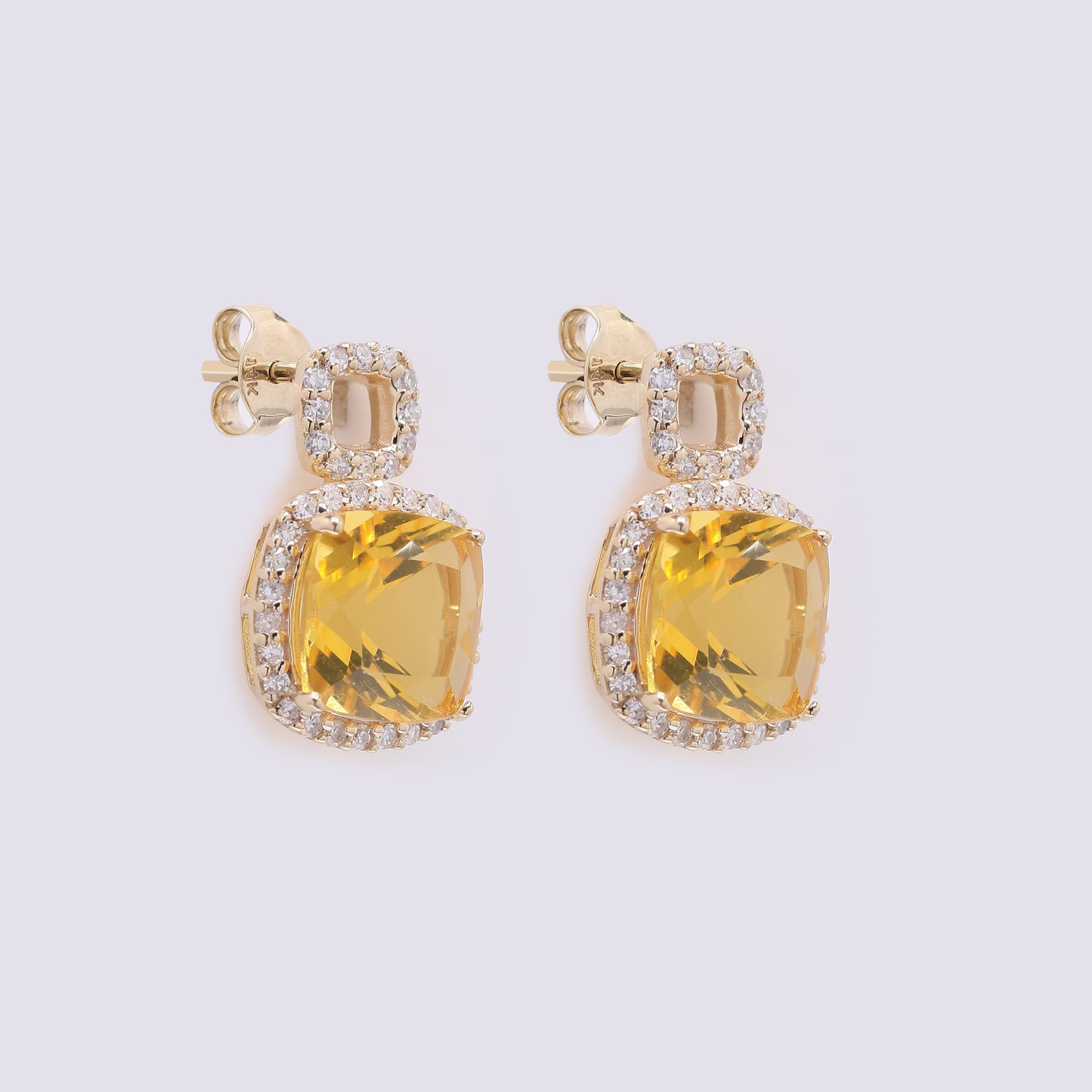2.12 Ct Cushion Mixed Cut Natural Fire Opal 14K Gold Earrings