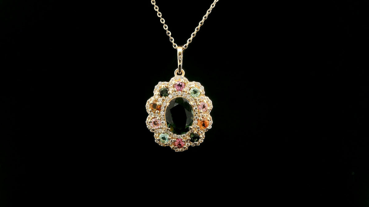 1.83 Ct Oval Tourmaline 14K Gold Pendant