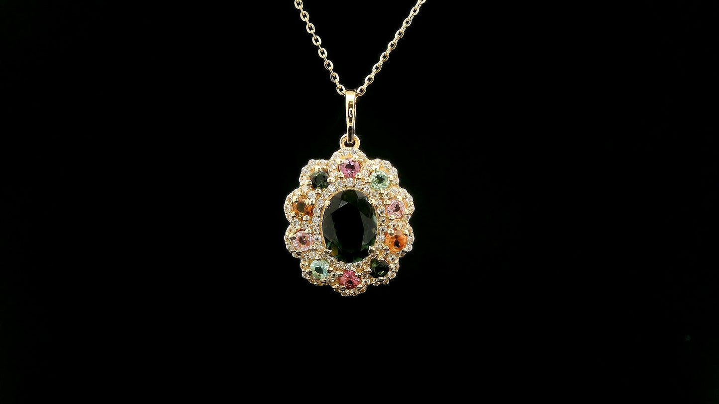 1.83 Ct Oval Tourmaline 14K Gold Pendant