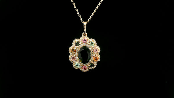 1.83 Ct Oval Tourmaline 14K Gold Pendant