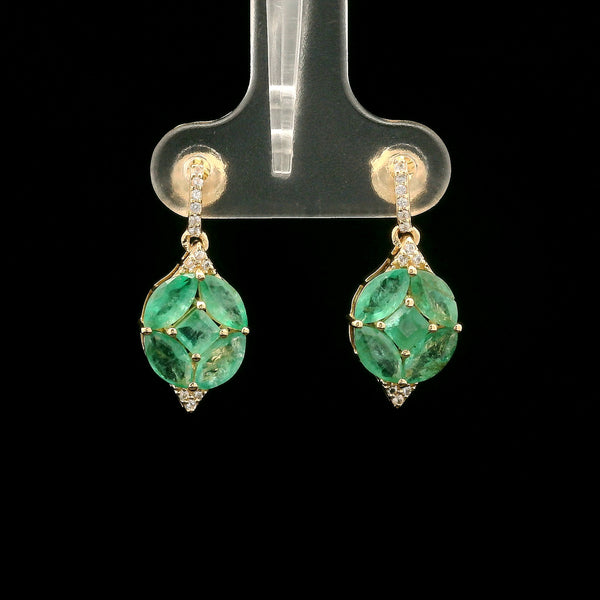 2.21 Ct Marquise Emerald 14K Gold Earrings