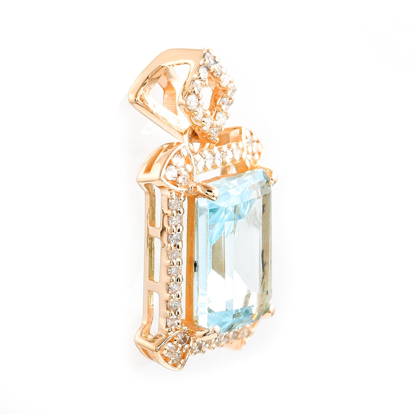 2.03 Ct Octagon Step Cut Natural Aquamarine 14K Gold Pendant