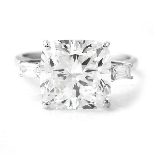 6.70 Ct Square Cushion Modified Brilliant Lab Grown Diamond 14K Gold Ring