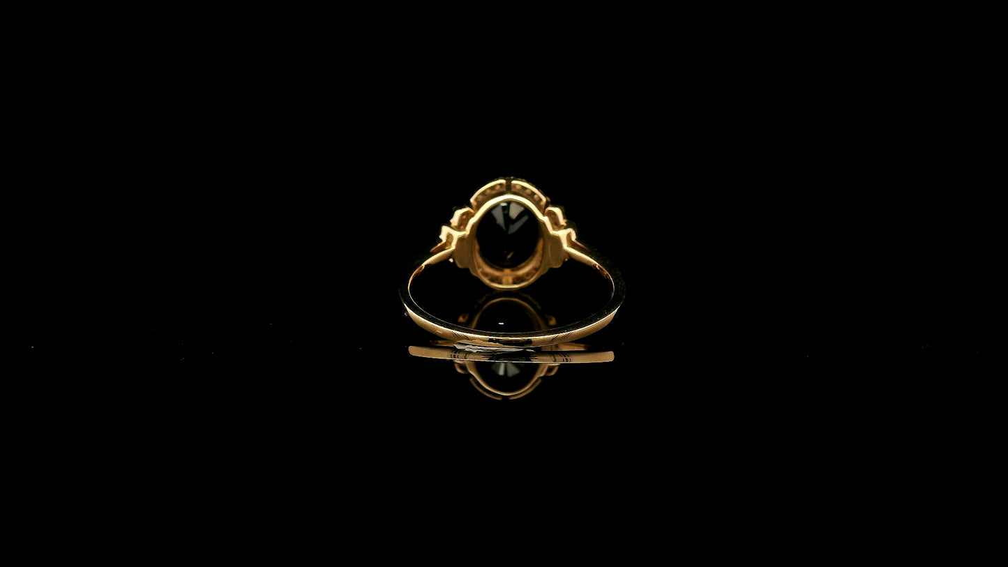2.94 Ct Oval Natural Sapphire 14K Gold Ring