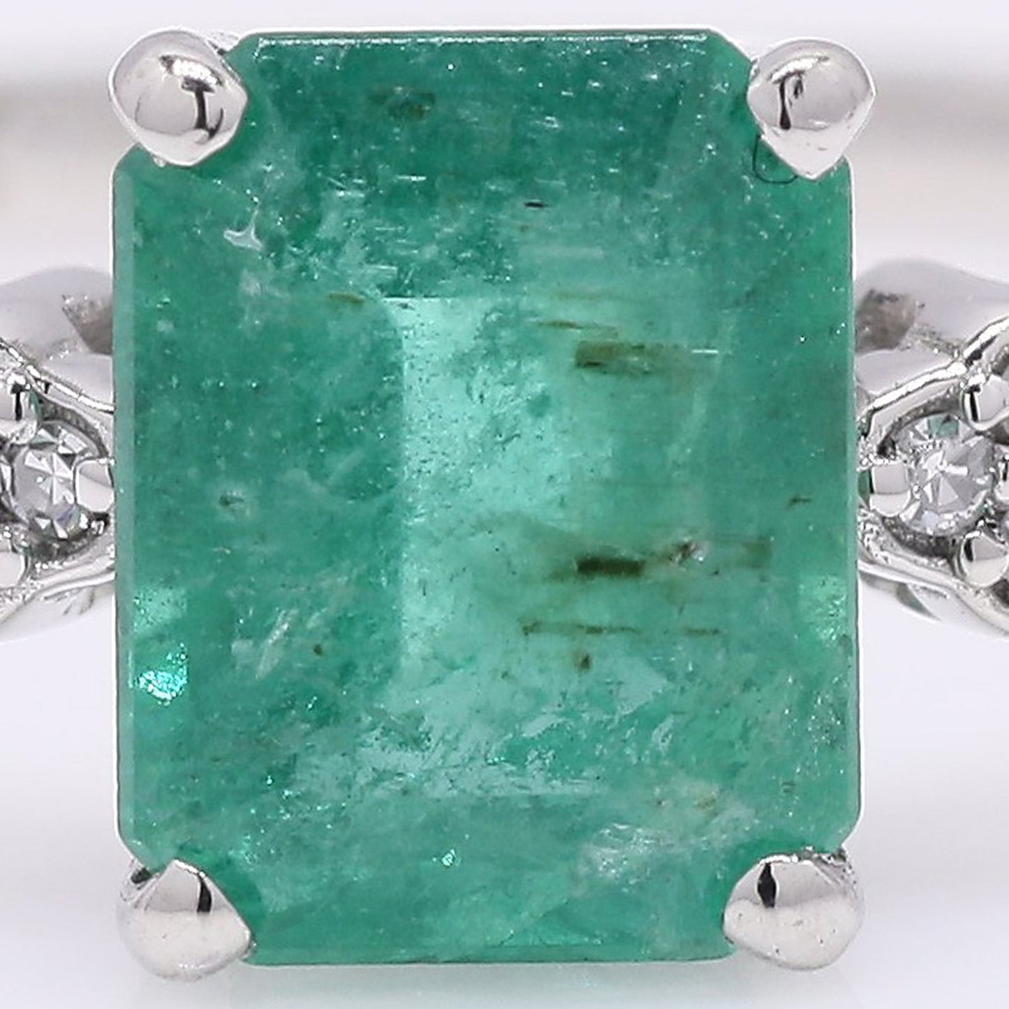 1.22 Ct Octagon Step Cut Natural Emerald 950 Platinum Ring