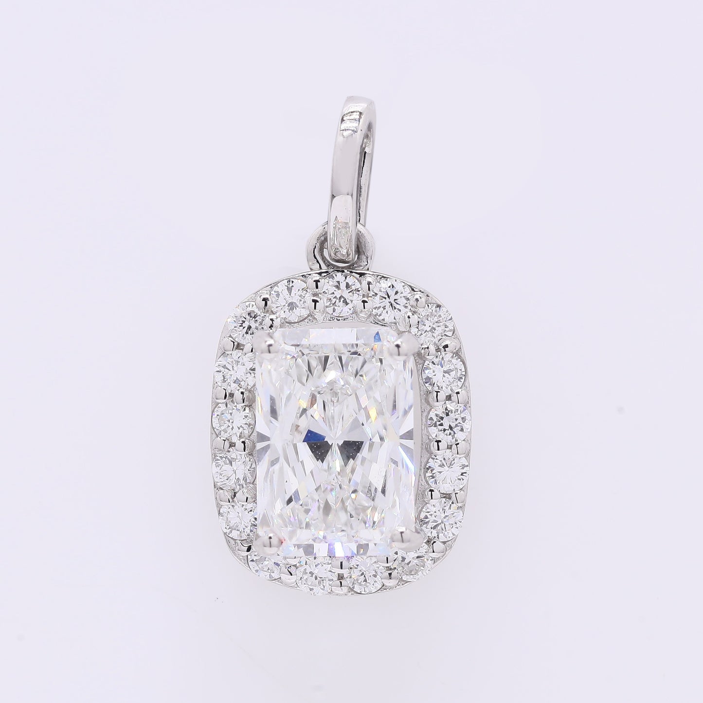2.30 Ct Cut Cornere Rectangular Modifie Brilliant Lab Grown Diamond 950 Platinum Pendant