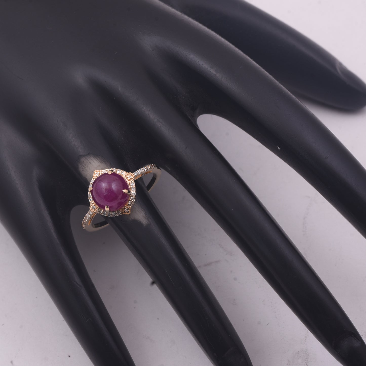3.97 Ct Round Mixed Cut Natural Ruby 14K Gold Ring