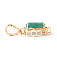 2.46 Ct Oval Mixed Cut Natural Emerald 14K Gold Pendant