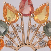 3.52 Ct Pear Natural Multi-Coloured Sapphire 14K Gold Pendant