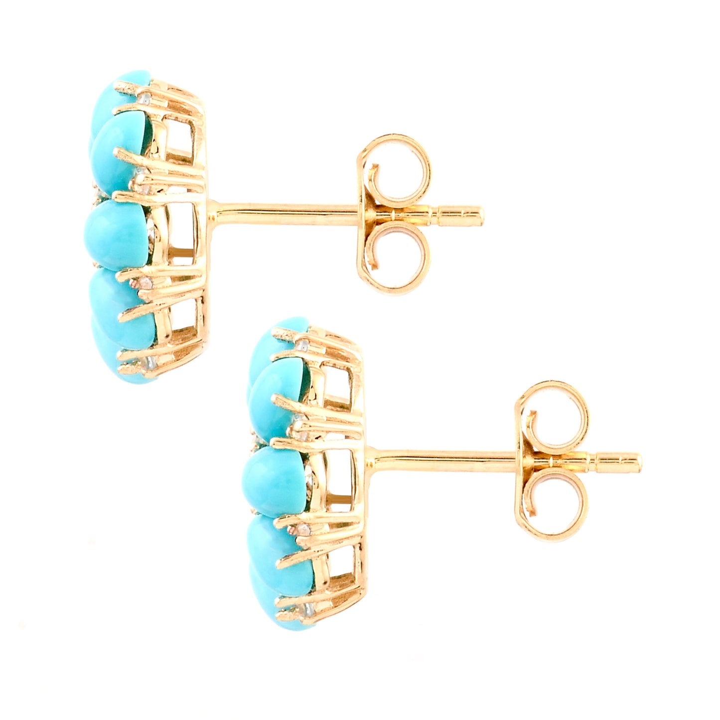 3.00 Ct Oval Cabochon Turquoise 14K Gold Earrings