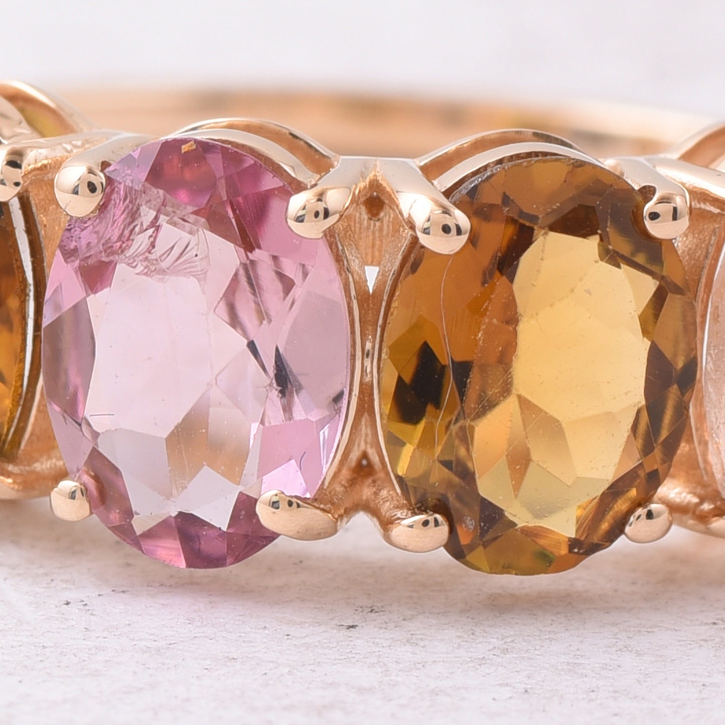 2.37 Ct Oval Mixed Cut Natural Multi-Coloured Tourmaline 14K Gold Ring