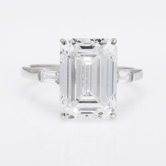 7.43 Ct Emerald Cut Lab Grown Diamond 14K Gold Ring