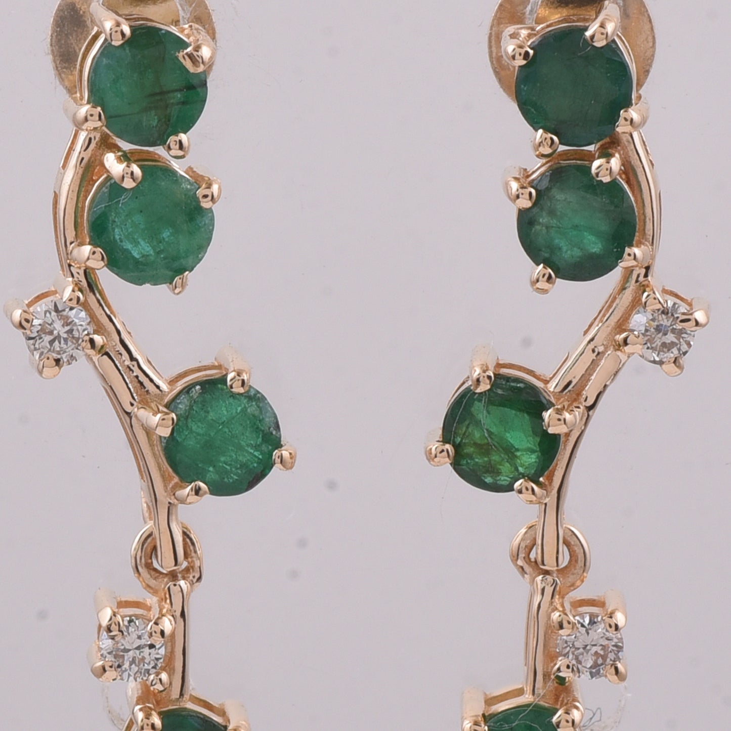 1.23 Ct Round Natural Emerald 14K Gold Earrings