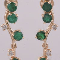 1.23 Ct Round Natural Emerald 14K Gold Earrings