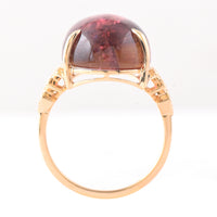 16.77 Ct Oval Cabochon Cut Natural Pink Tourmaline 14K Gold Ring