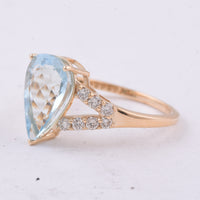 2.79 Ct Pear Natural Aquamarine 14K Gold Ring