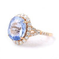 10.35 Ct Oval Blue Sapphire 18K Gold Ring