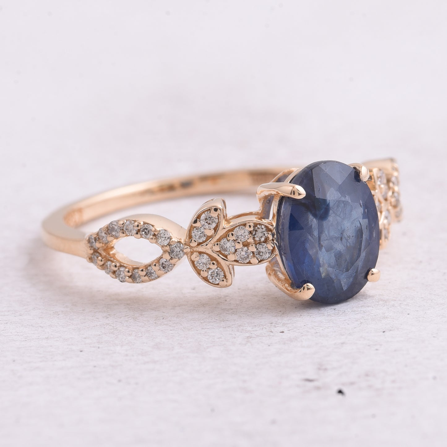 2.04 Ct Oval Mixed Cut Natural Sapphire 14K Gold Ring