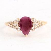 1.65 Ct Pear Ruby 14K Gold Ring