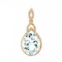 3.01 Ct Oval Mixed Cut Natural Aquamarine 14K Gold Pendant
