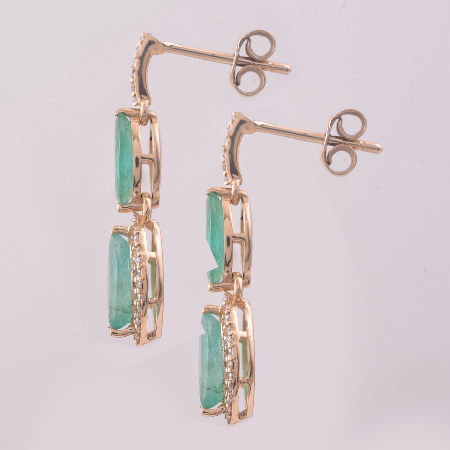 2.03 Ct Marquise Mixed Cut Natural Emerald 14K Gold Earrings