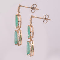 2.03 Ct Marquise Mixed Cut Natural Emerald 14K Gold Earrings
