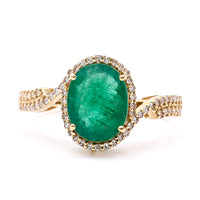 2.35 Ct Oval Natural Emerald 14K Gold Ring