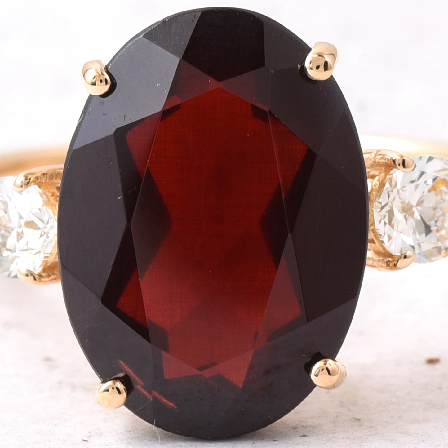 7.01 Ct Oval Garnet 14K Gold Ring