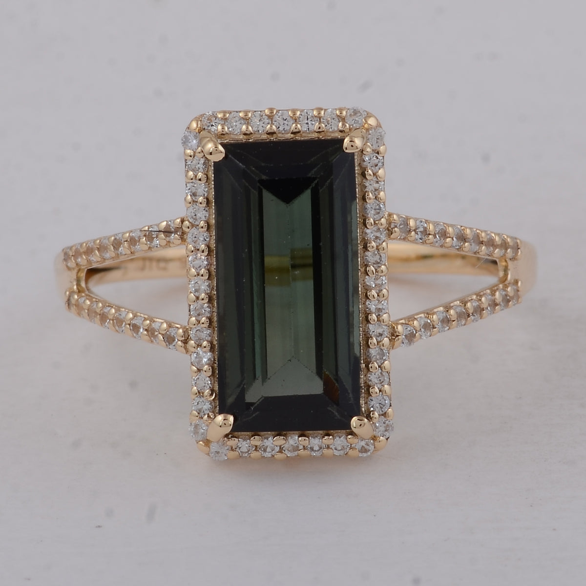 3.13 Ct Baguette Tourmaline 9K Gold Ring