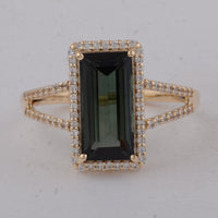 3.13 Ct Baguette Tourmaline 9K Gold Ring