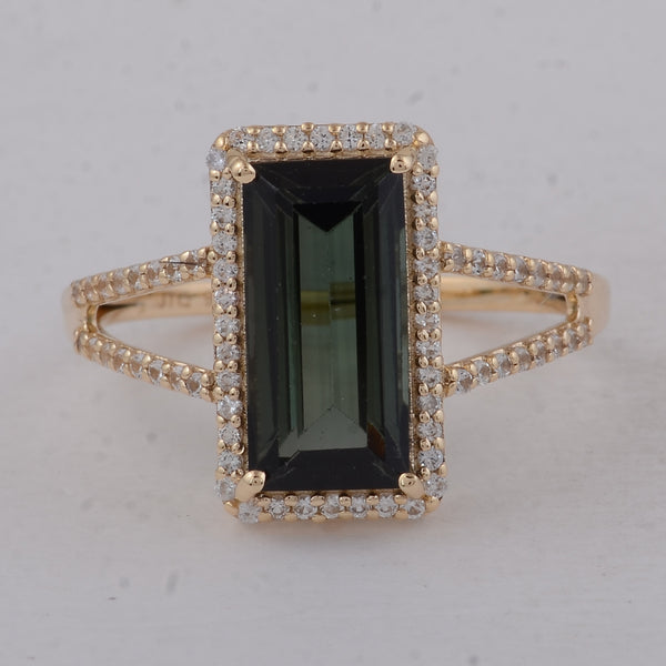 3.13 Ct Baguette Tourmaline 9K Gold Ring