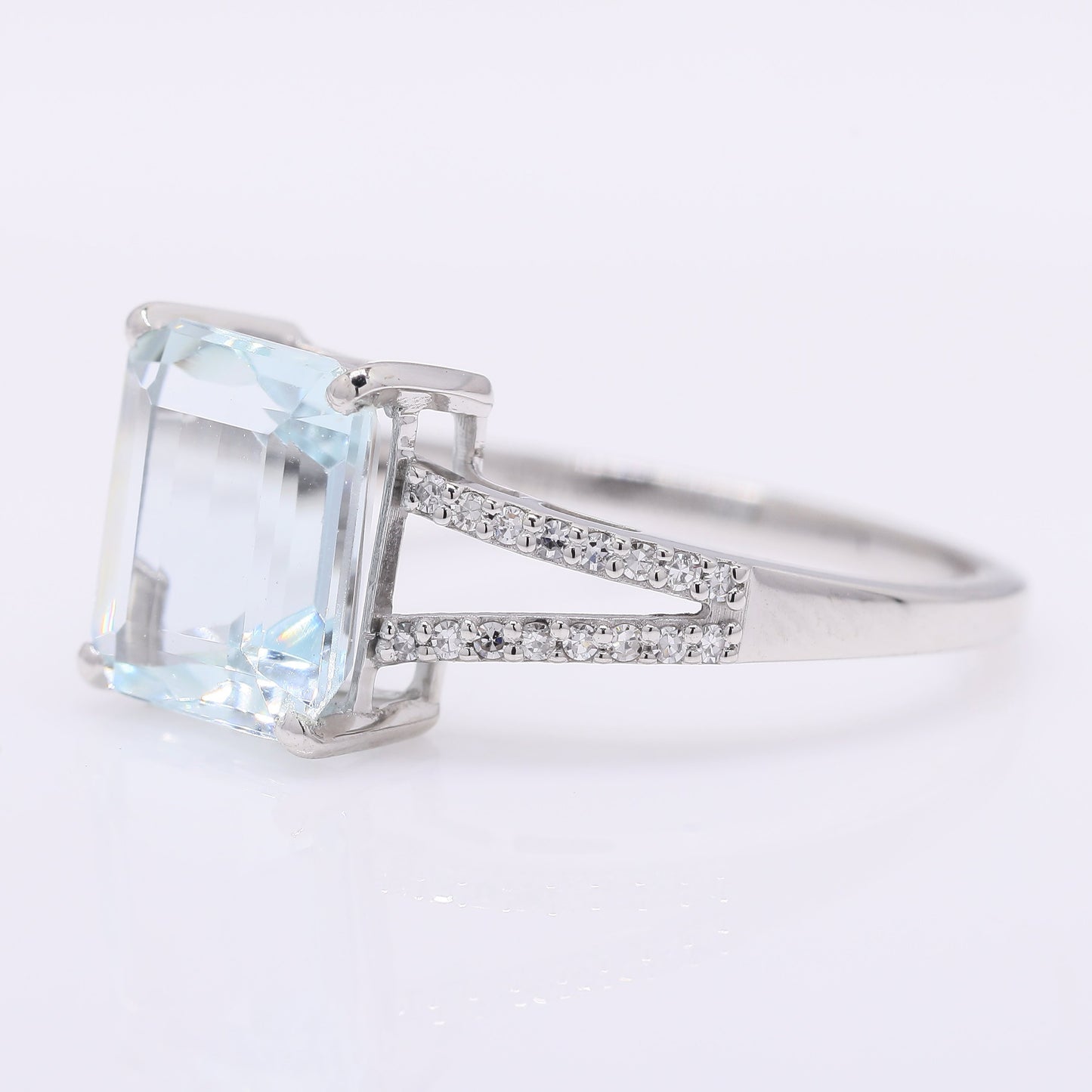 2.57 Ct Octagon Step Cut Natural Aquamarine 950 Platinum Ring