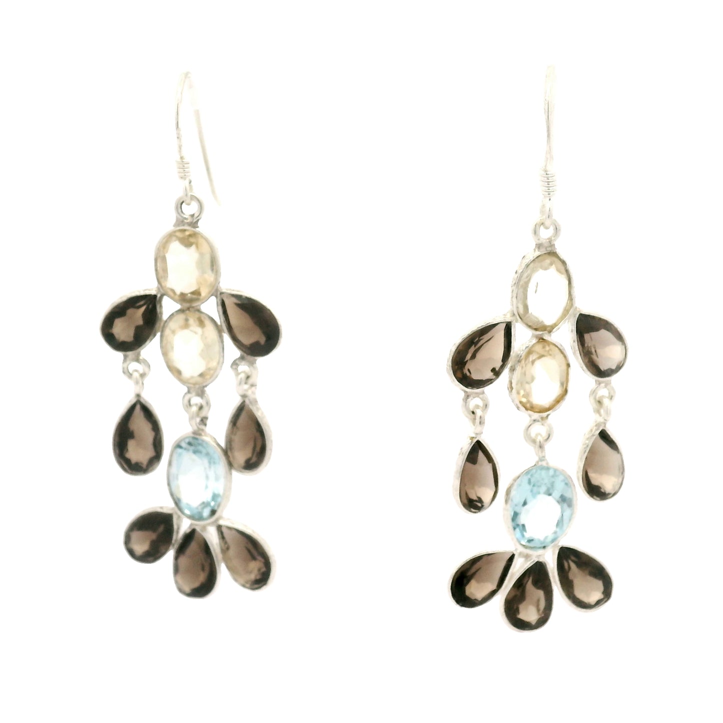 18.68 Ct Blue Topaz, Citrine 925 Sterling Silver Earrings