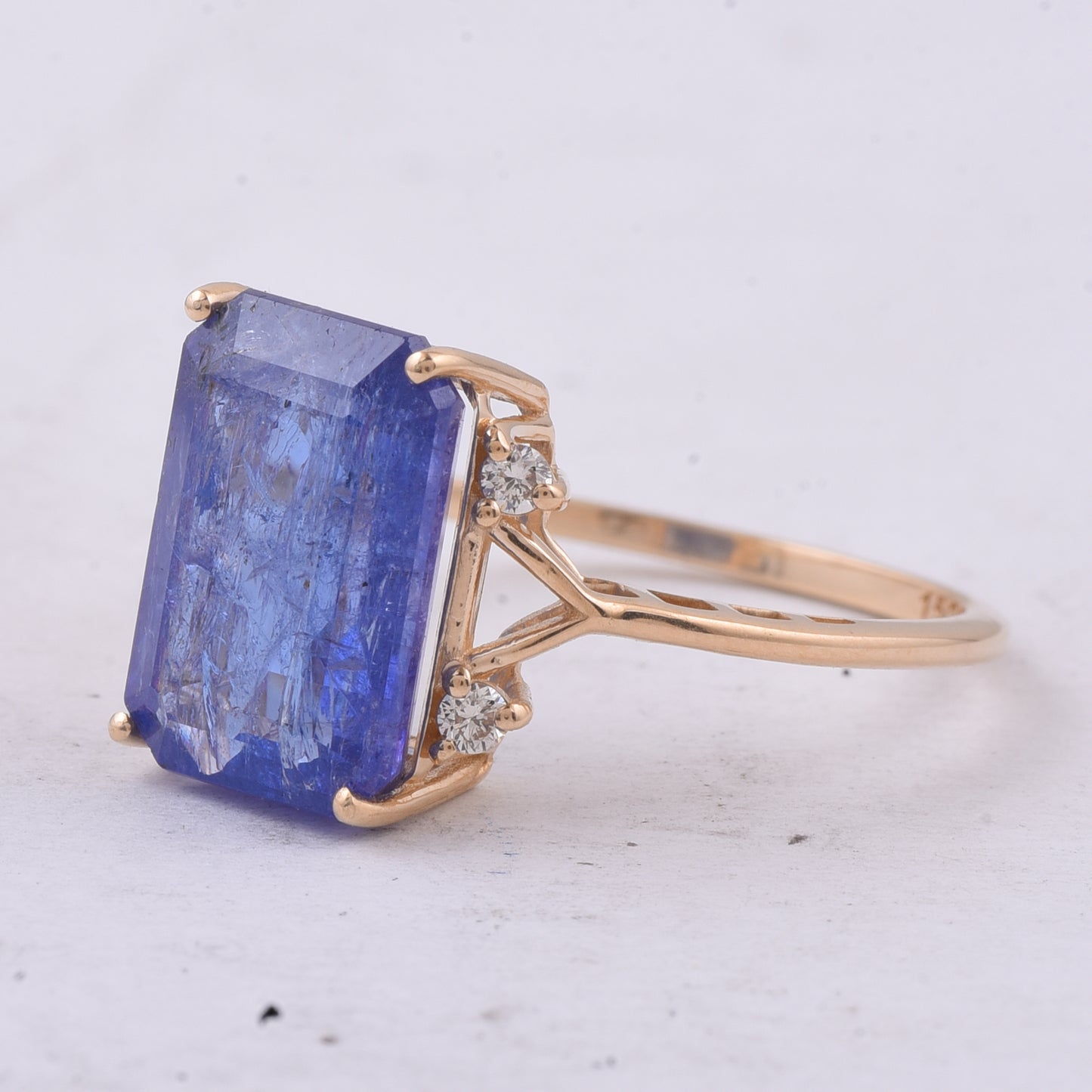 5.60 Ct Octagon Step Cut Natural Tanzanite 14K Gold Ring